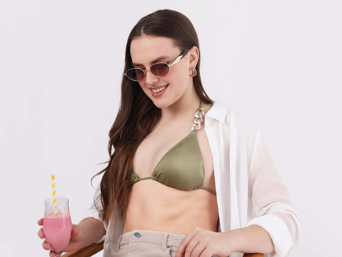 Brown Tint Metal Oval Sunglasses-1