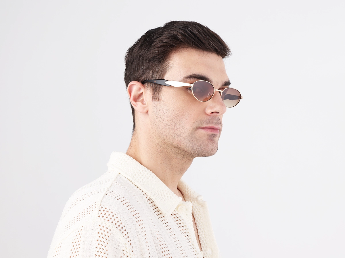 Brown Tint Metal Oval Sunglasses-1