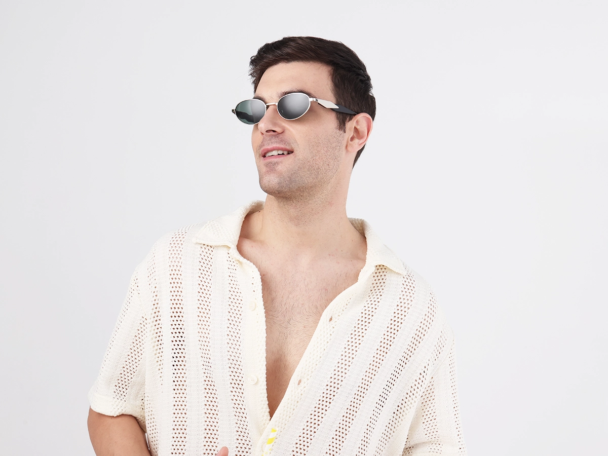 Oval keyhole Sunglasses With Green Tint-1