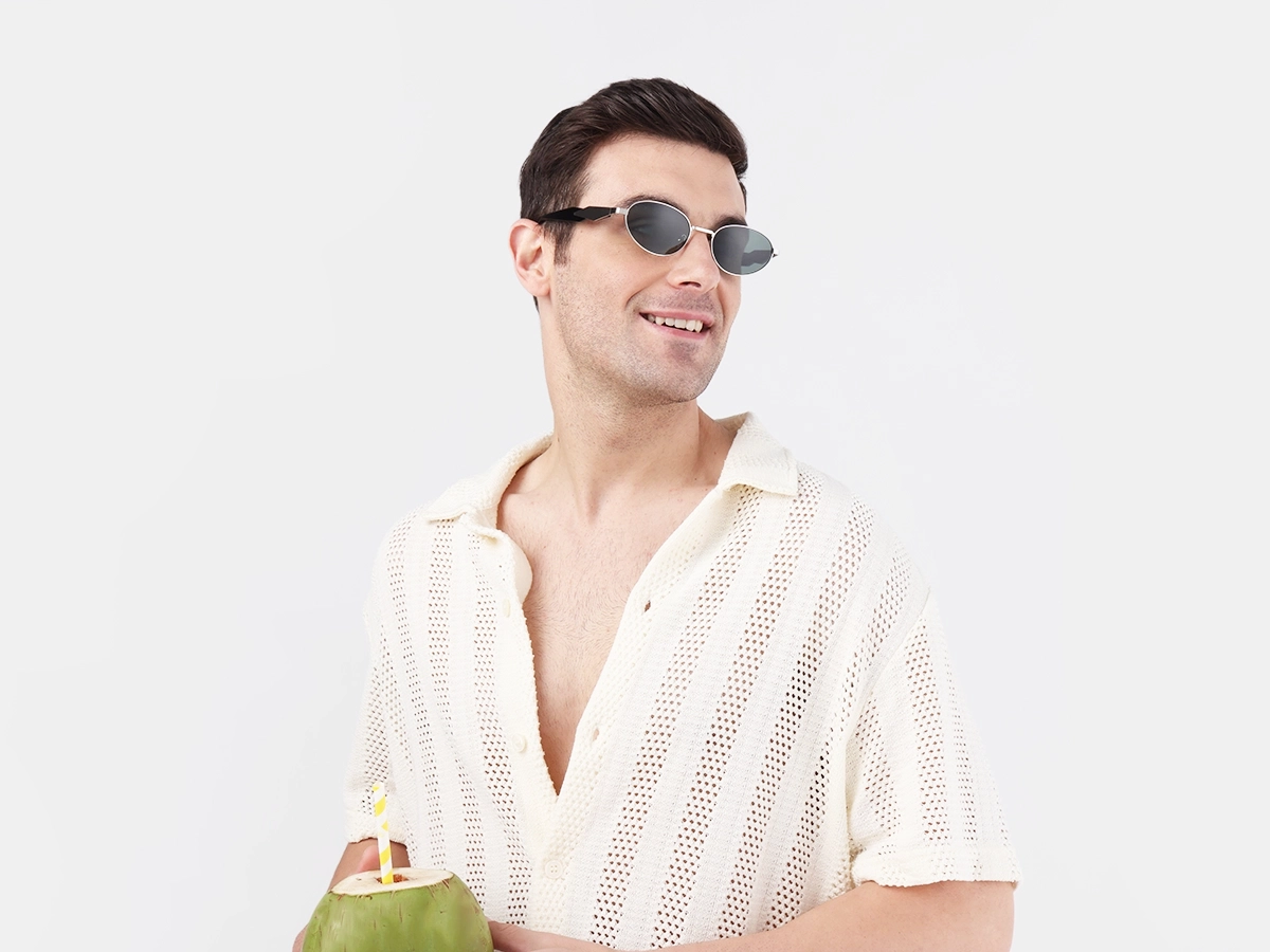 Oval keyhole Sunglasses With Green Tint-1