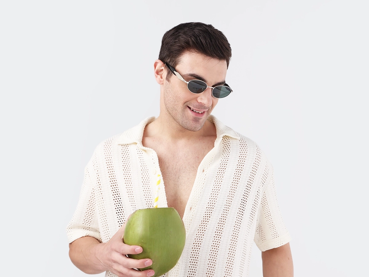 Oval keyhole Sunglasses With Green Tint-1
