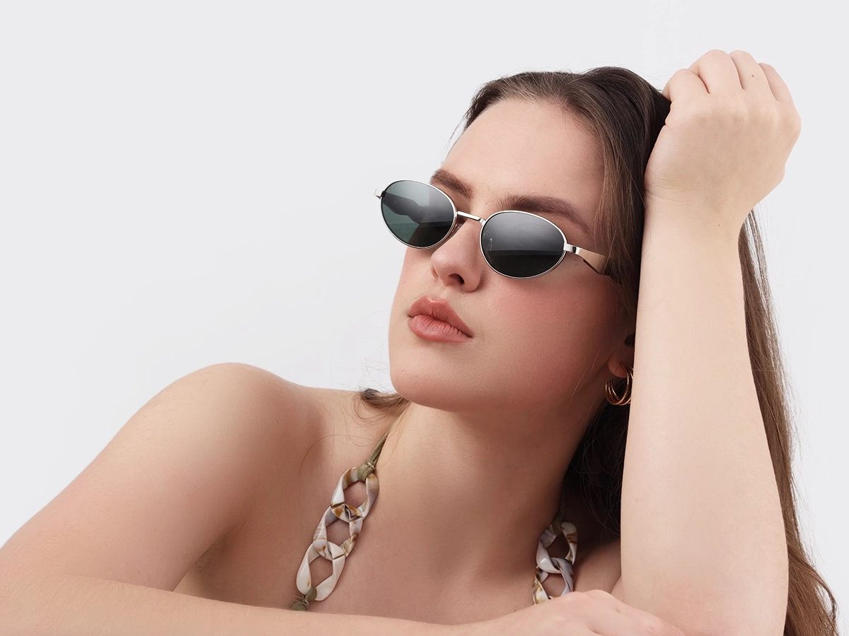 Oval keyhole Sunglasses With Green Tint-1