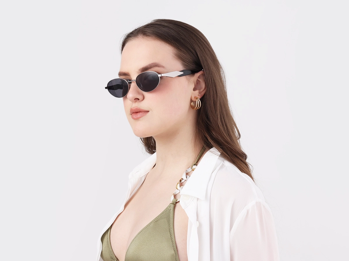 Oval keyhole Sunglasses With Purple Tint-1
