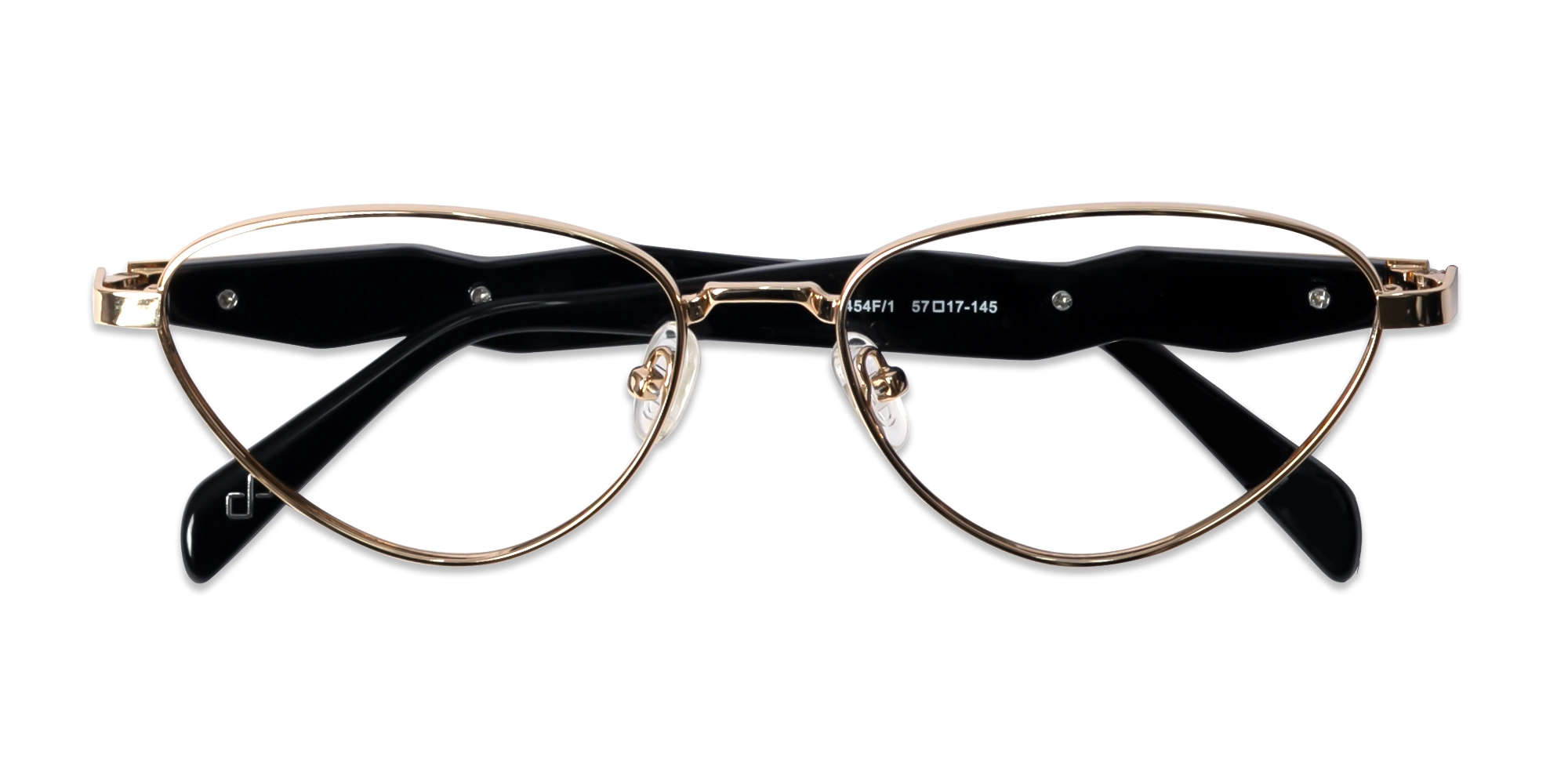 Champagne Gold Metal Cat-Eye Full Rim Glasses 1