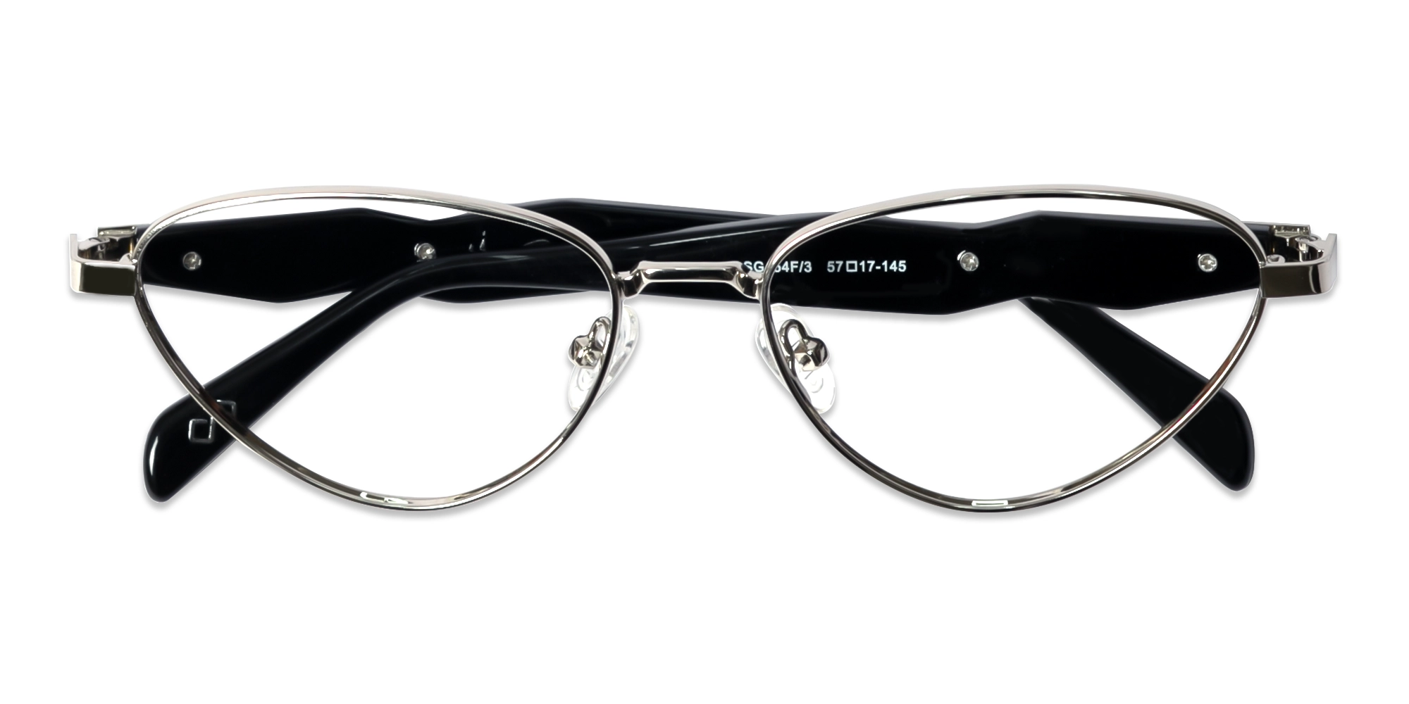 Silver Metal Cat-Eye Full Rim Glasses 1