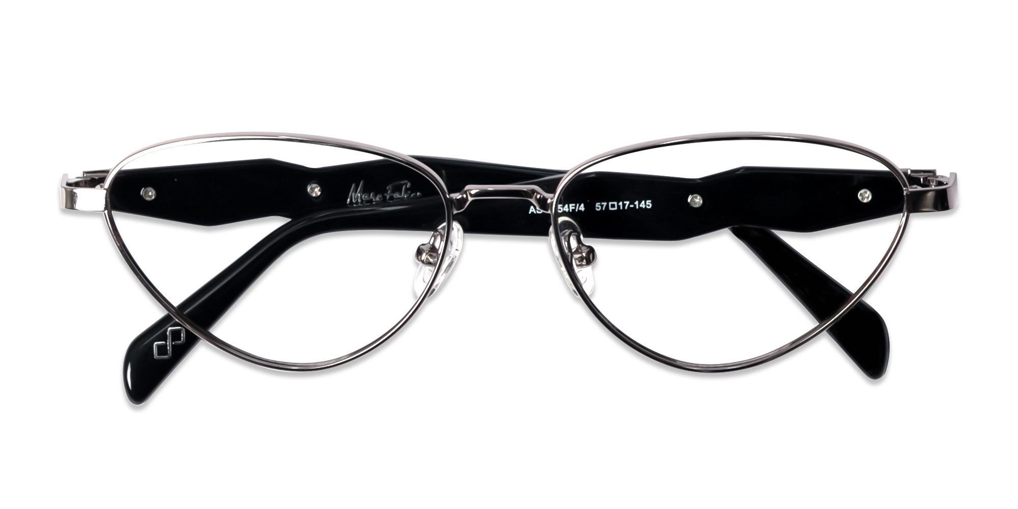  Polished Gunmetal Cat-Eye Full Rim Glasses 1