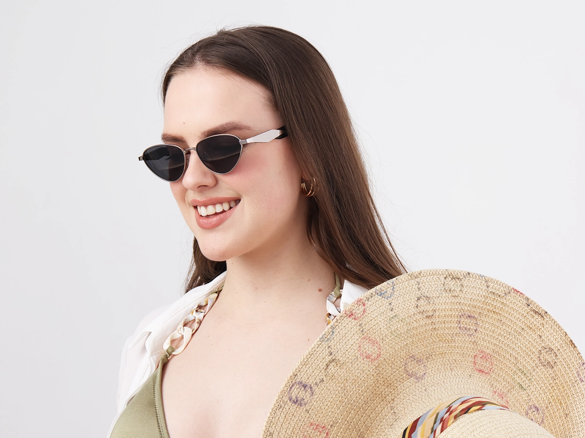 Metal Cat-Eye Grey Tint Sunglasses-1
