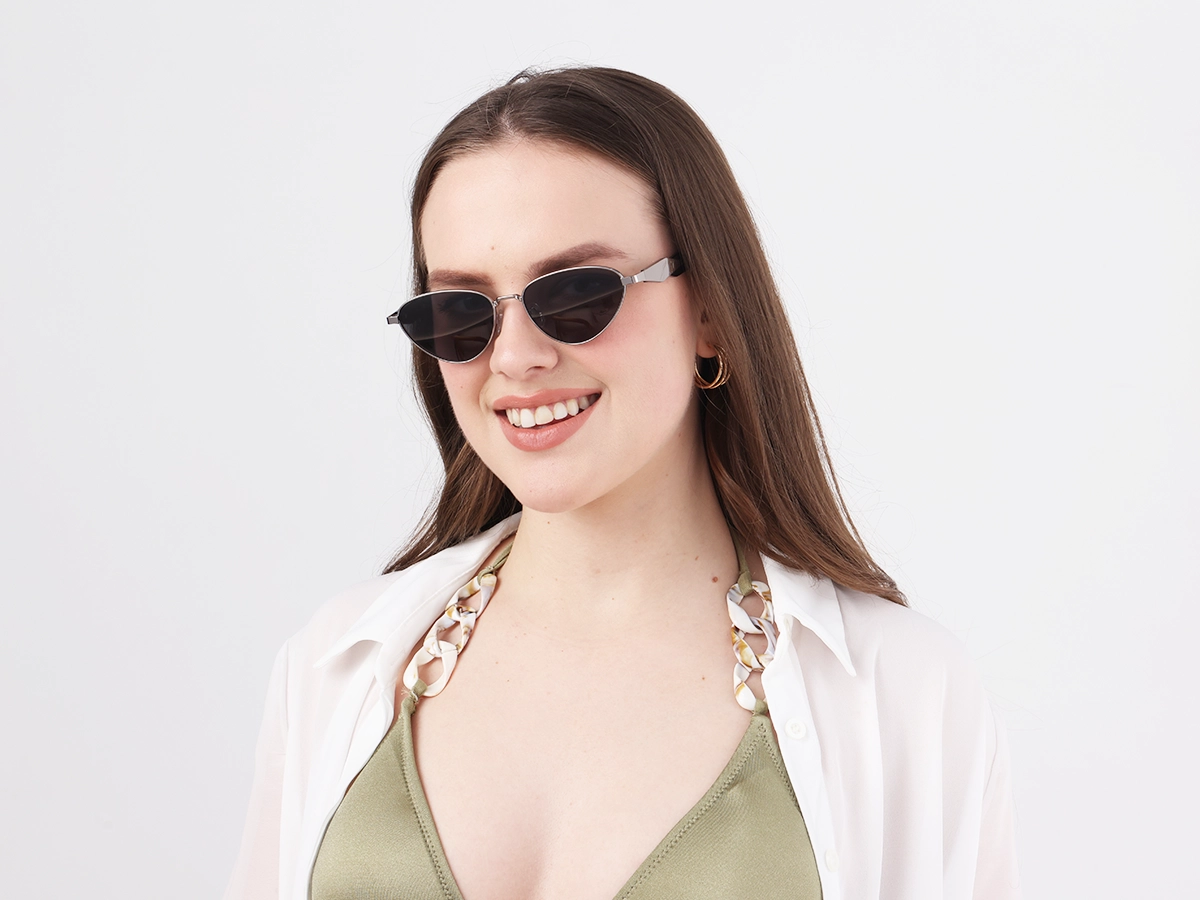 Metal Cat-Eye Grey Tint Sunglasses-1