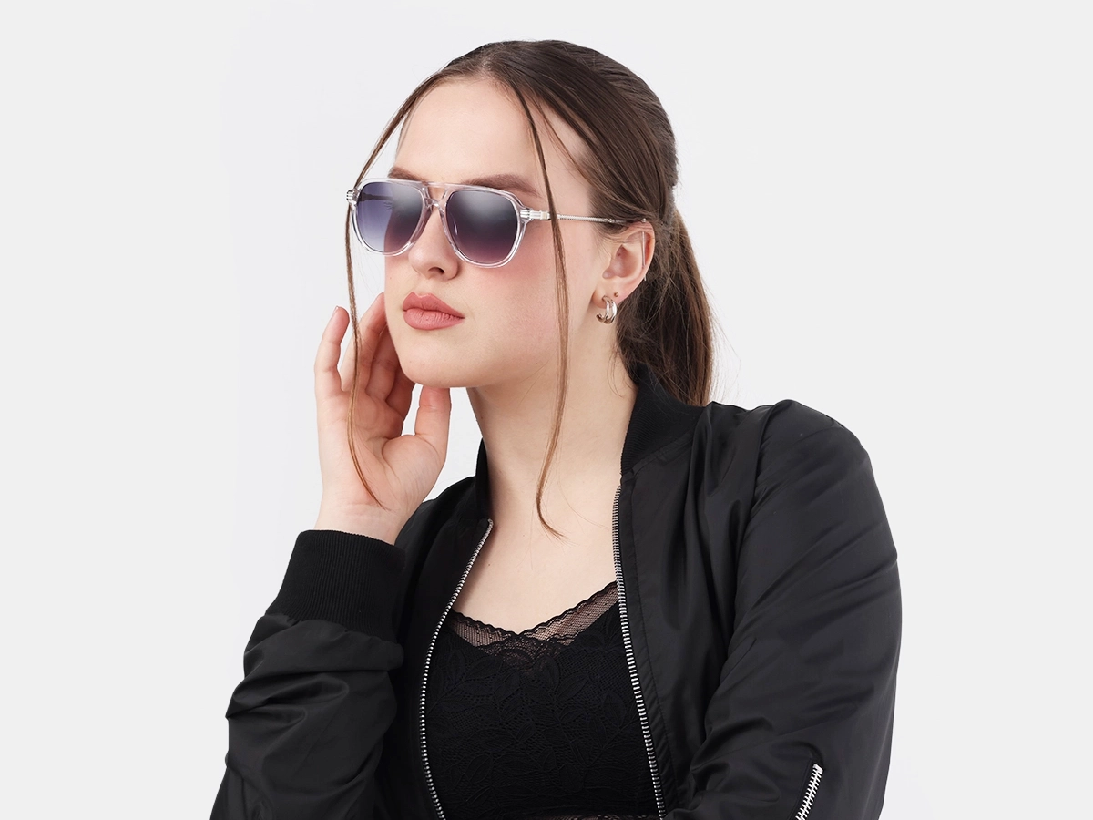 Crystal Clear Pilot Full Rim Sunglasses 1