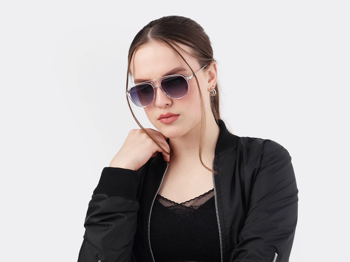 Crystal Clear Pilot Full Rim Sunglasses 1