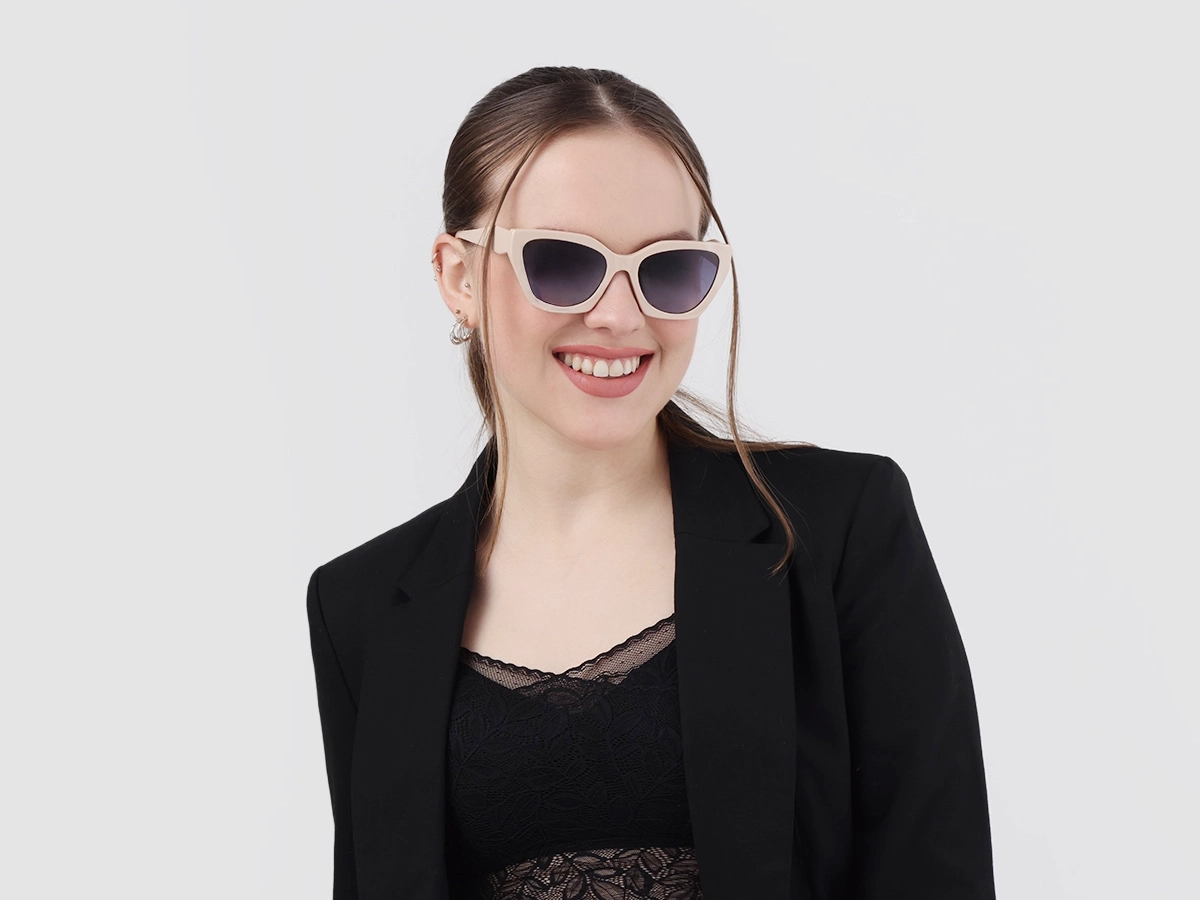 Bisque Cat-Eye Geometric Sunglasses-1