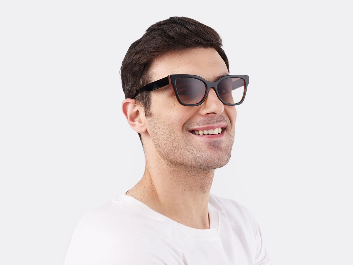 Black & Ochre Square Full Rim Sunglasses-1