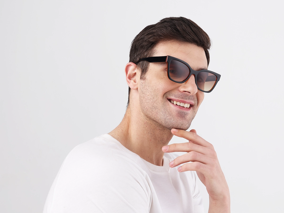 Black & Ochre Square Full Rim Sunglasses-1