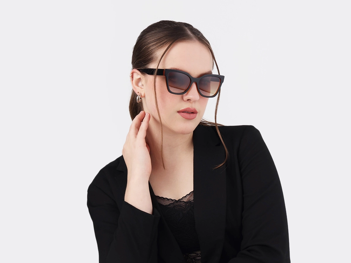 Black & Ochre Square Full Rim Sunglasses-1