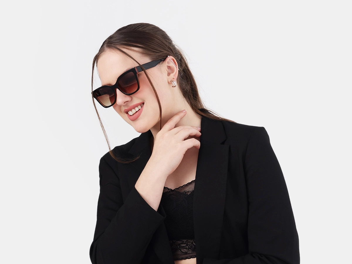 Black & Ochre Square Full Rim Sunglasses-1