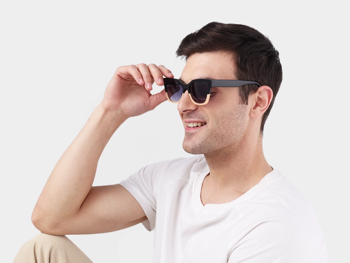Black & Beige Square Sunglasses-1