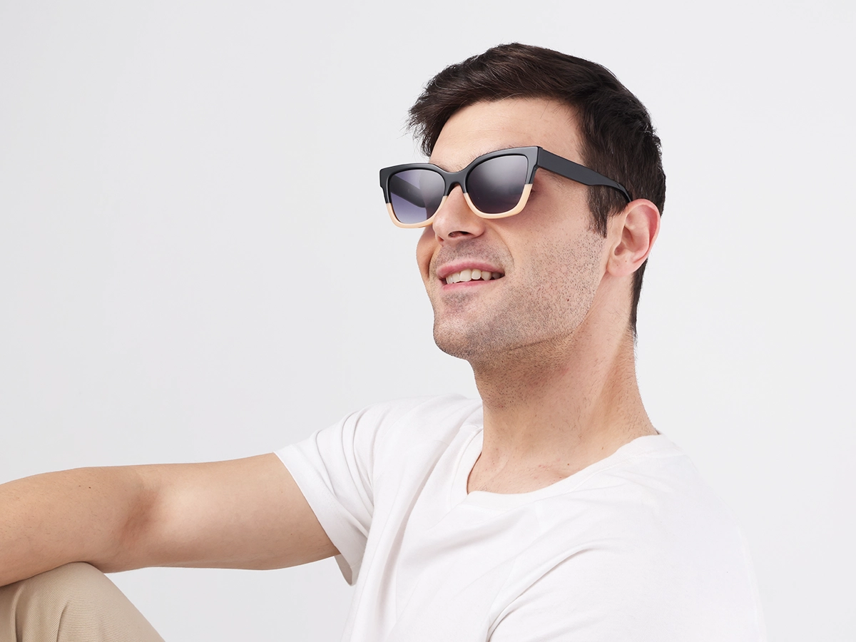 Black & Beige Square Sunglasses-1