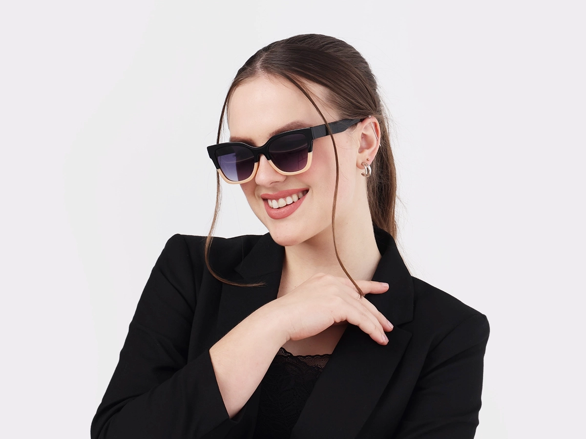 Black & Beige Square Sunglasses-1