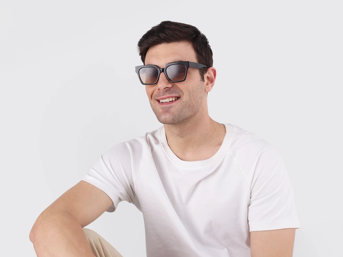Black & Ochre Square Full Rim Sunglasses-1