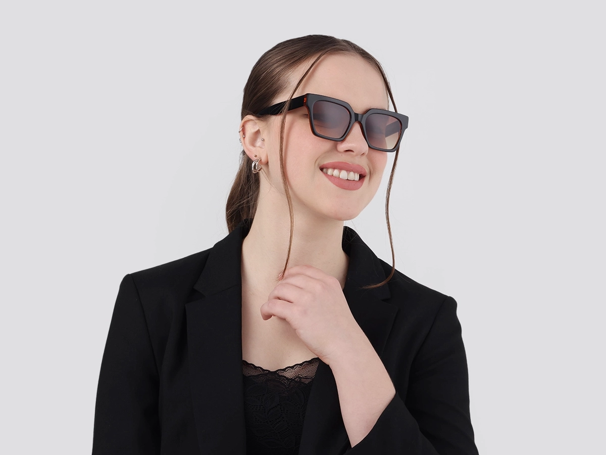 Black & Ochre Square Full Rim Sunglasses-1