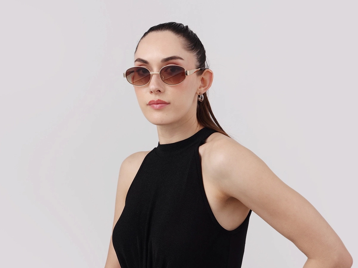 Gold Metal Sunglasses With Nose Pad-1