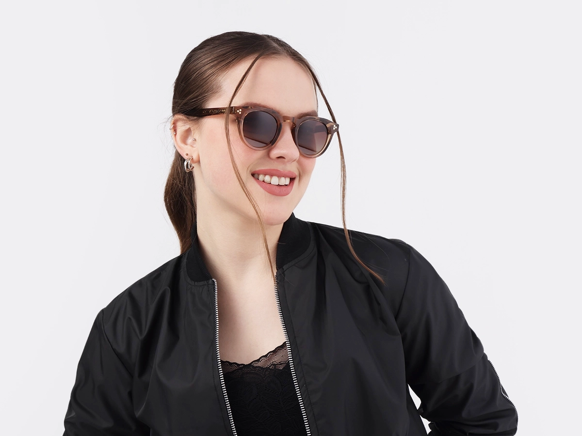 Crystal Taupe Brown Cat Eye Sunglasses-1