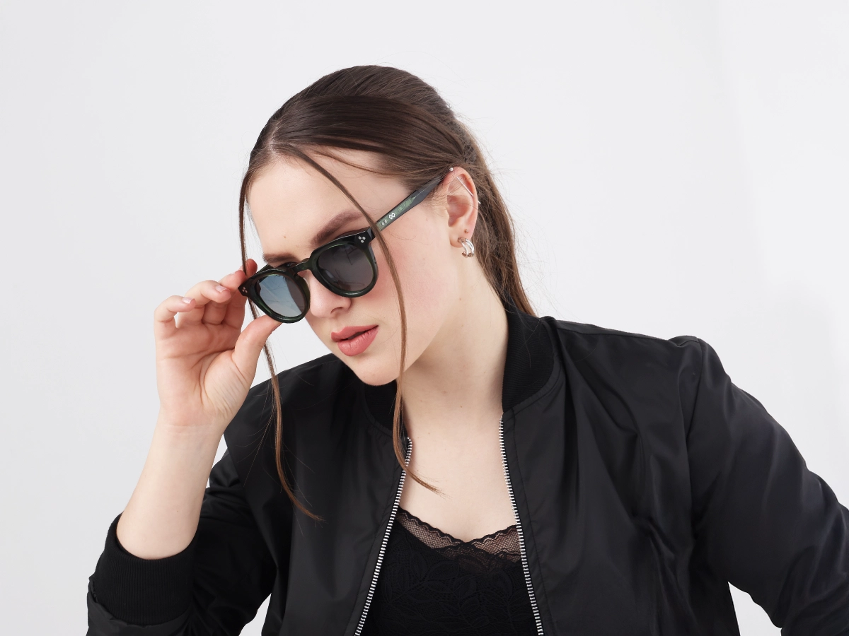 Crystal Hunter Green Cat Eye Sunglasses-1