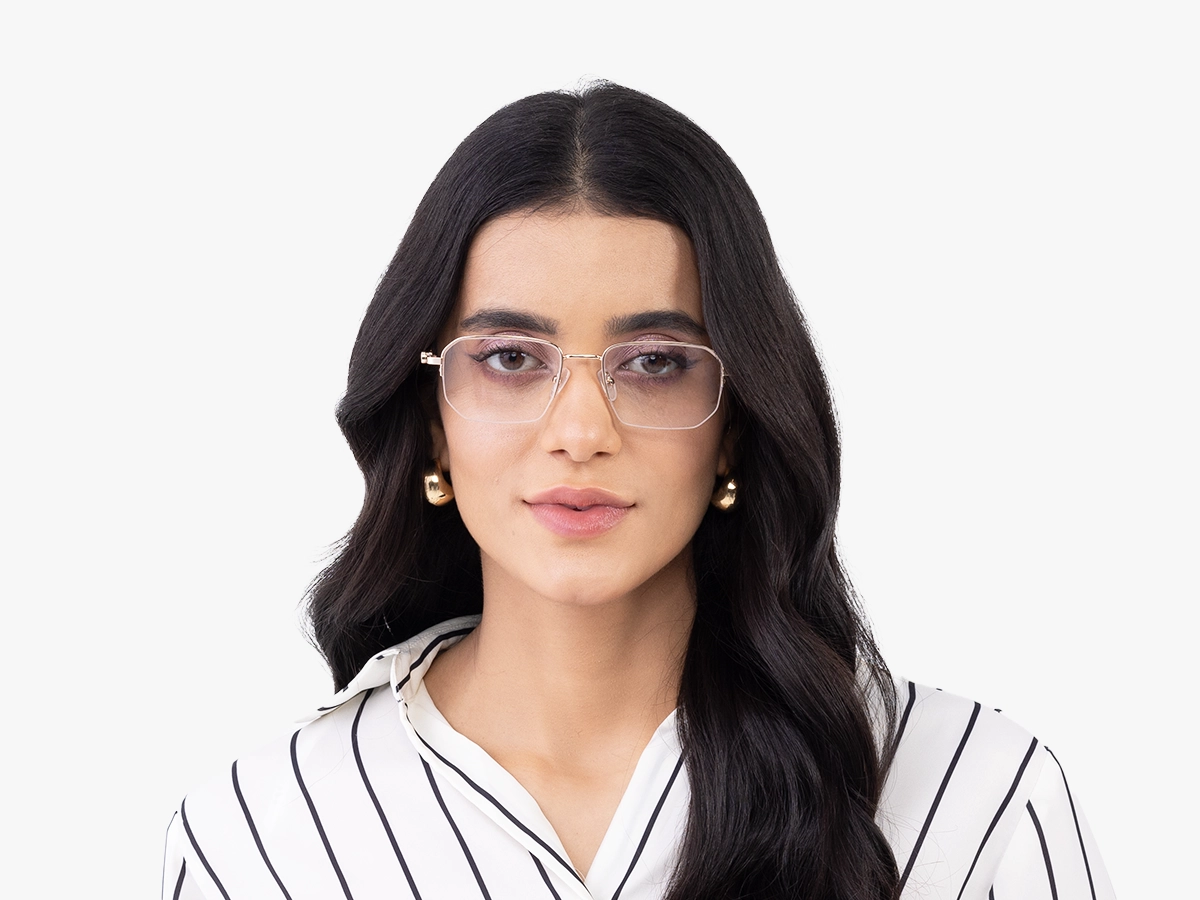 Golden Metal Frame Glasses. 1