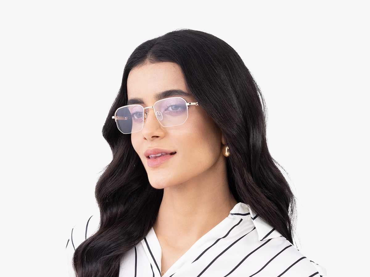 Golden Metal Frame Glasses. 1