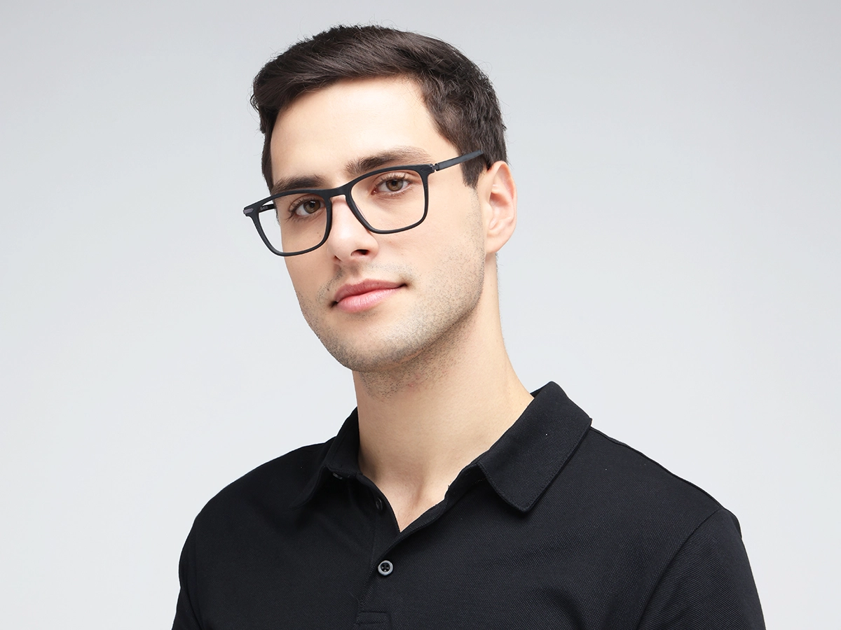 Matte Black Rectangle Eyeglasses 1
