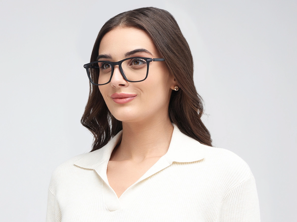Matte Black Rectangle Eyeglasses 1