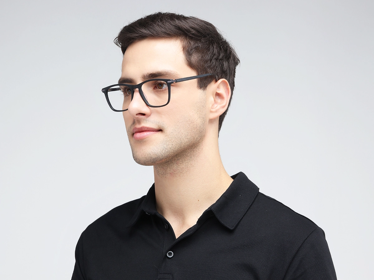 Matte Black Rectangle Eyeglasses 1