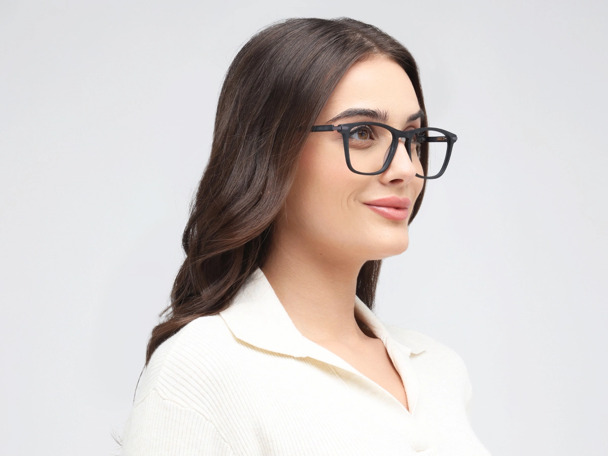 Matte Black Rectangle Eyeglasses 1