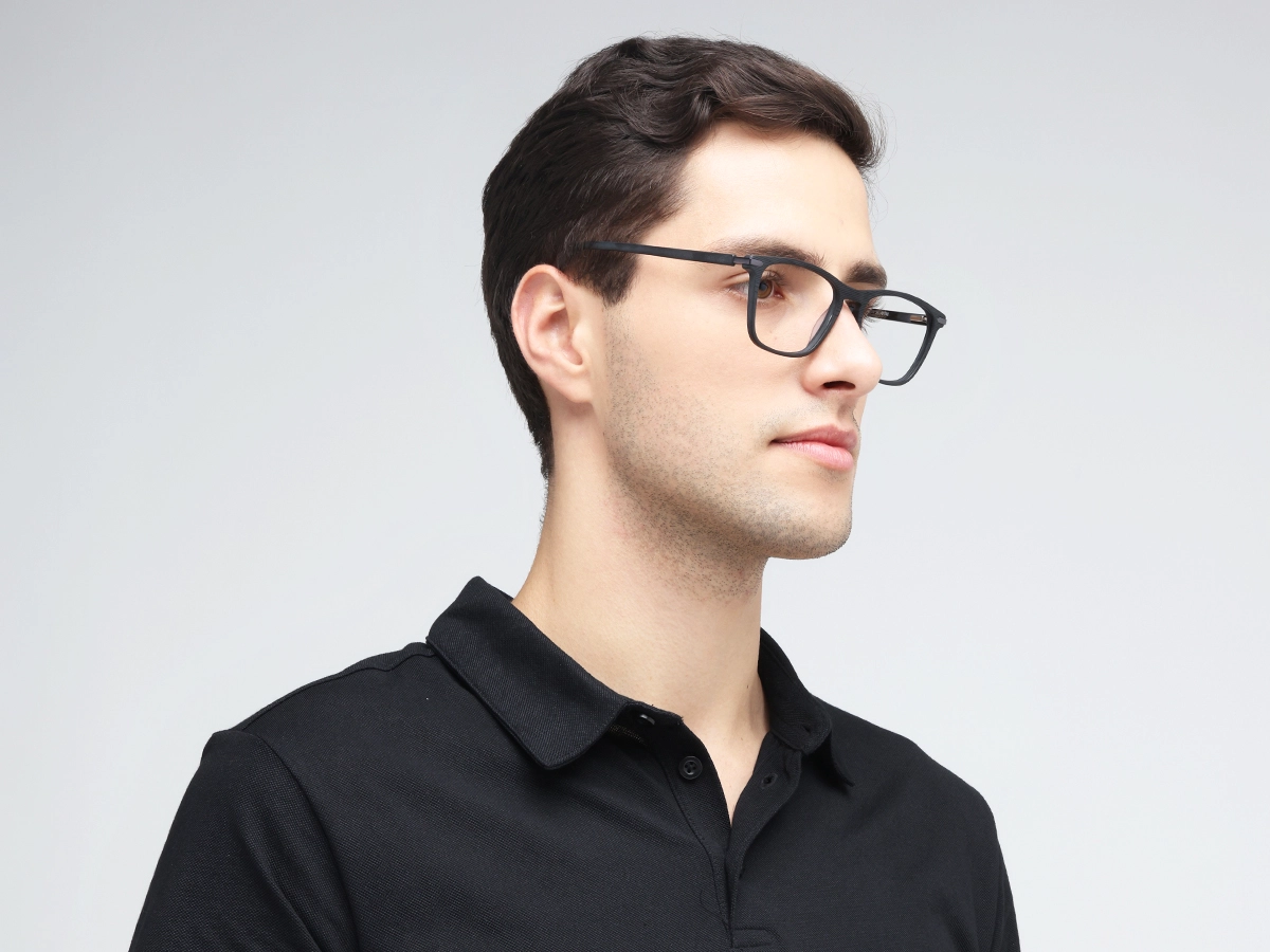Matte Black Rectangle Eyeglasses 1