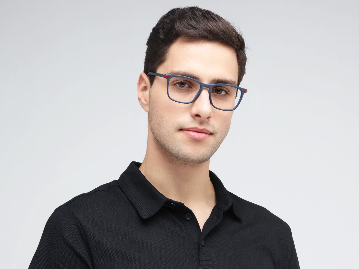 Matte Slate Grey Rectangle Glasses 1