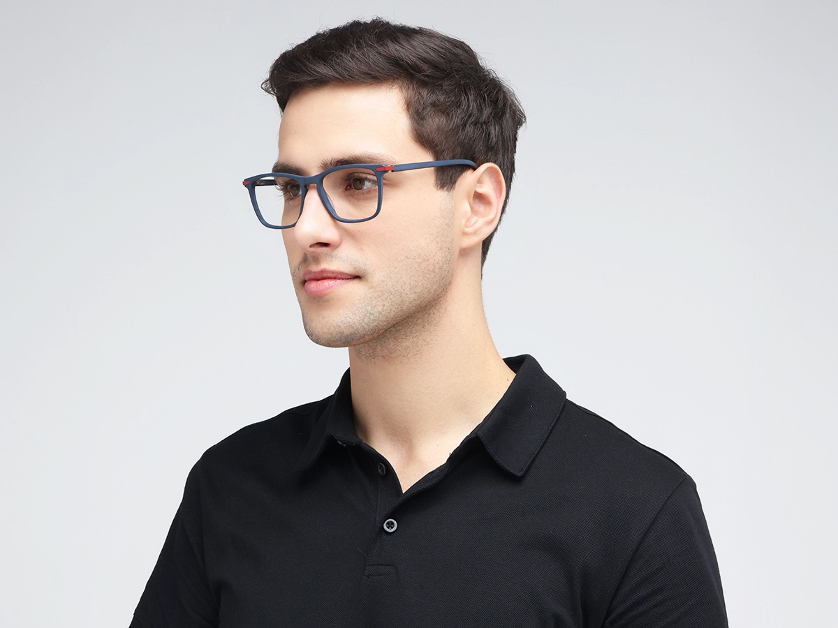 Matte Slate Grey Rectangle Glasses 1