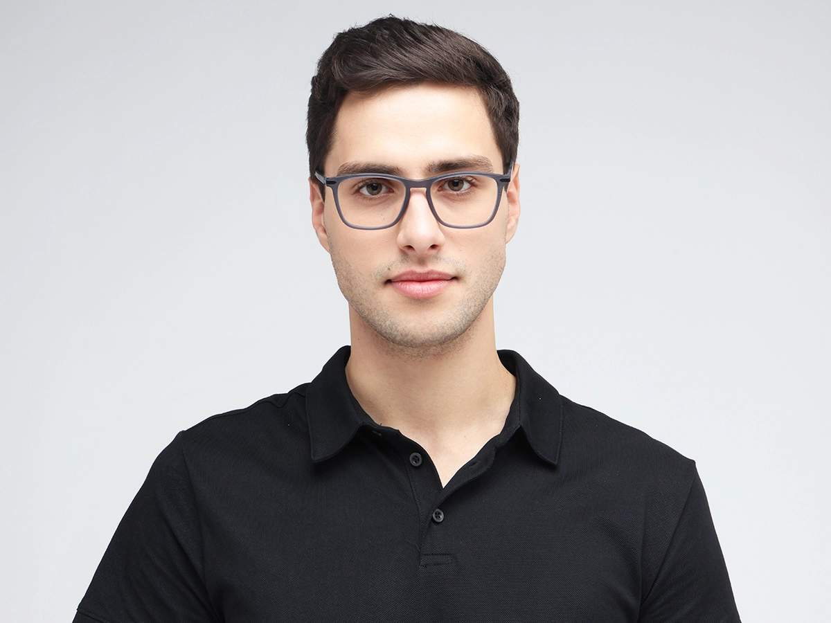 Matte Grey Rectangle Keyhole Glasses 1