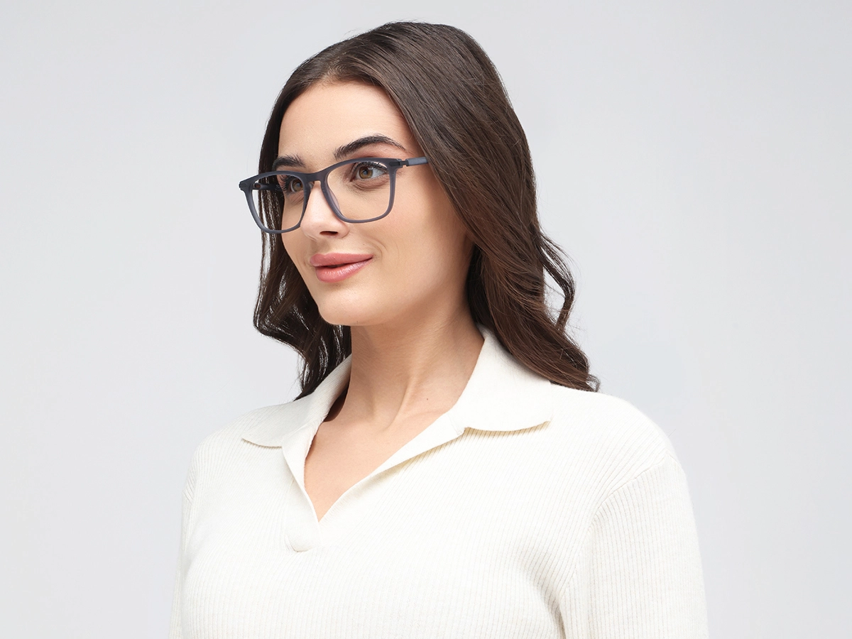Matte Grey Rectangle Keyhole Glasses 1