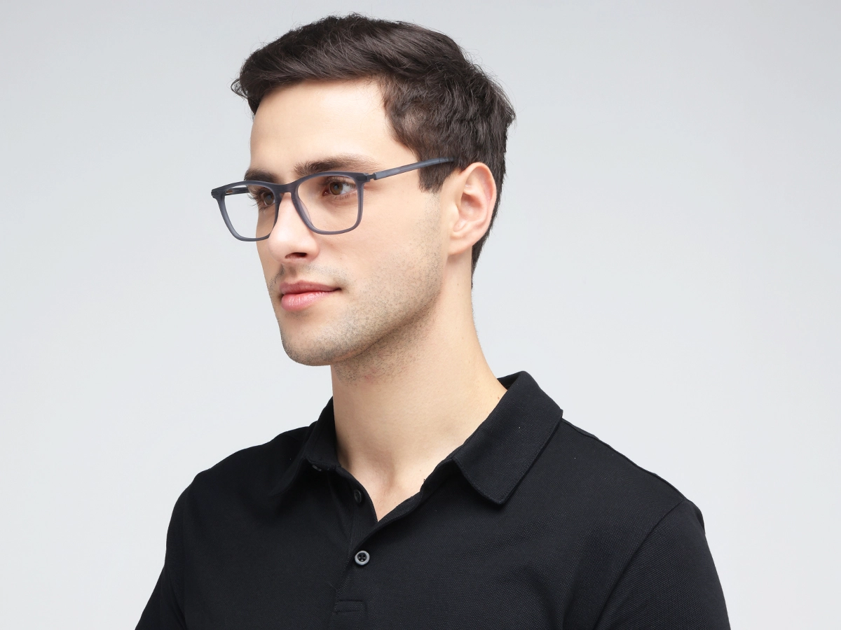 Matte Grey Rectangle Keyhole Glasses 1