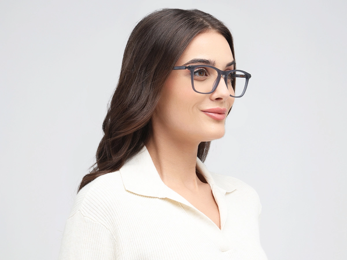 Matte Grey Rectangle Keyhole Glasses 1