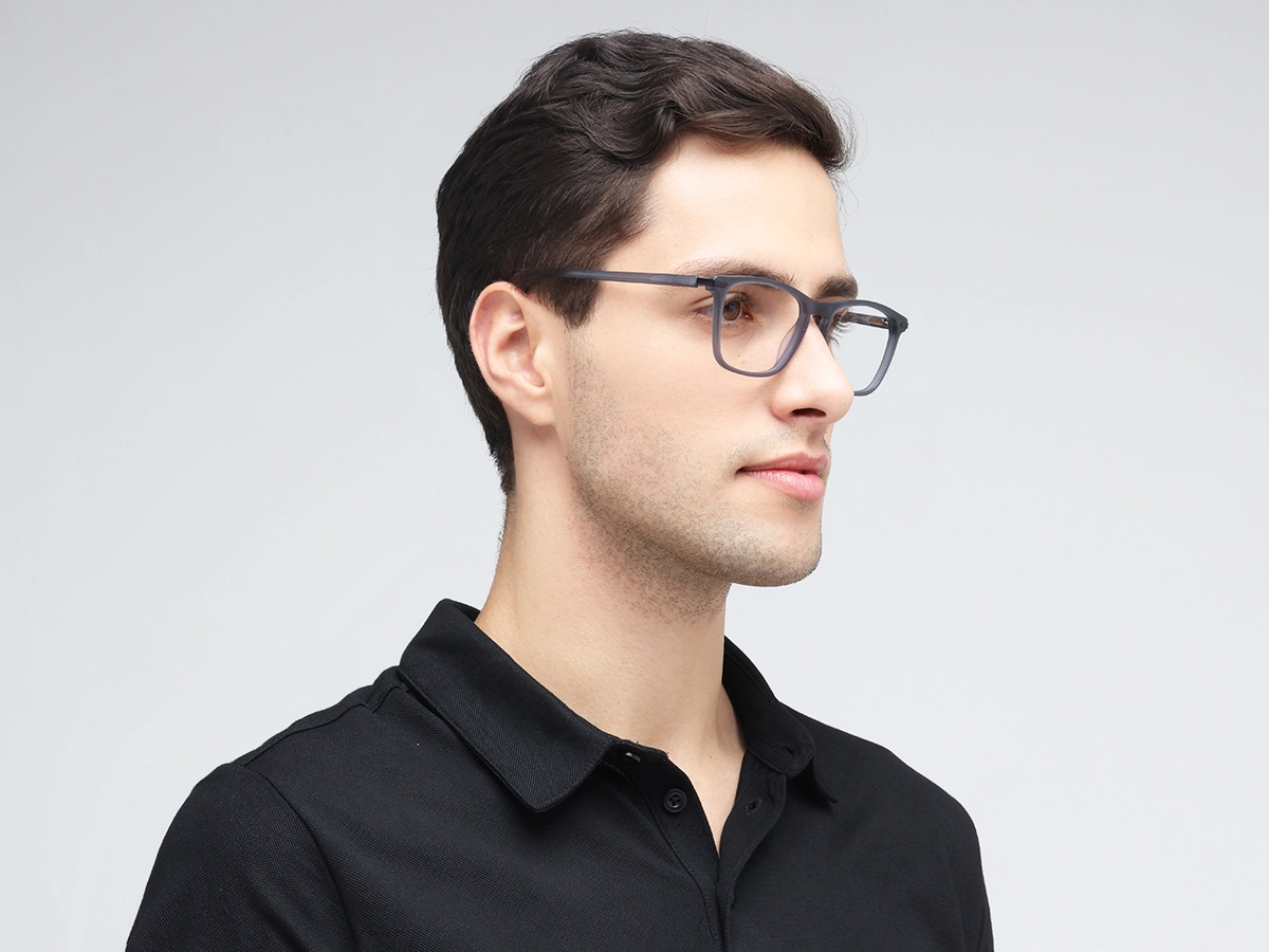 Matte Grey Rectangle Keyhole Glasses 1