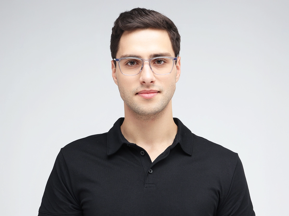 Crystal Grey Rectangle Keyhole Glasses 1