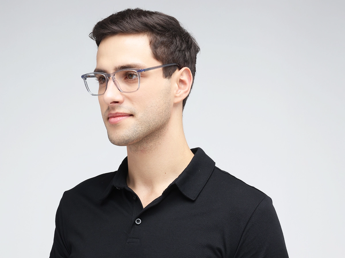 Crystal Grey Rectangle Keyhole Glasses 1