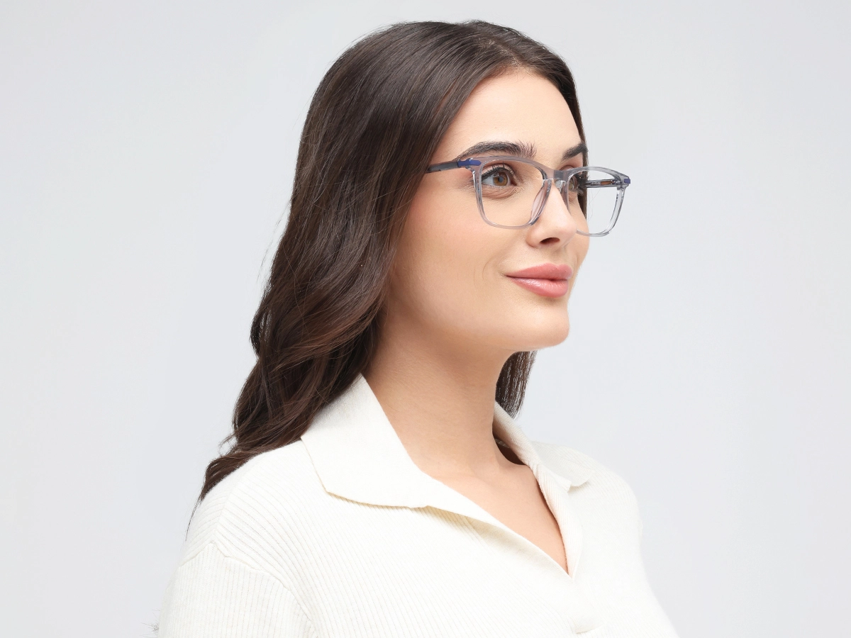 Crystal Grey Rectangle Keyhole Glasses 1