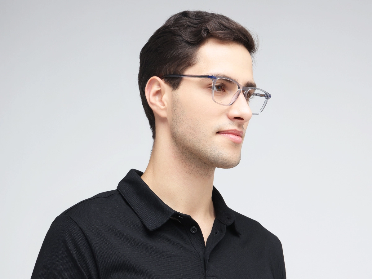 Crystal Grey Rectangle Keyhole Glasses 1