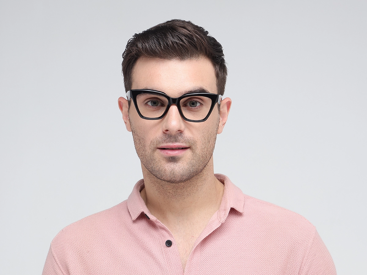 Black Square Cateye Glasses-1