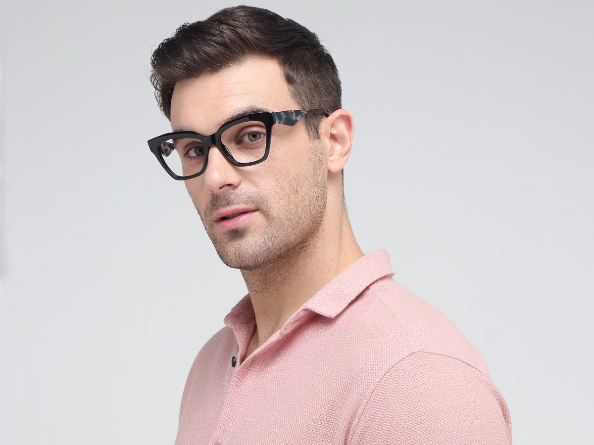 Black Square Cateye Glasses-1