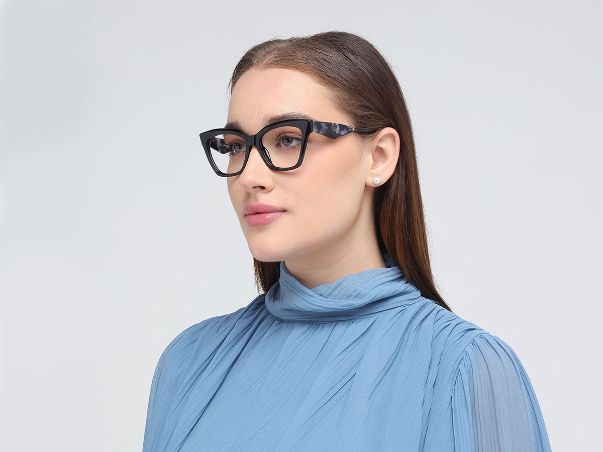 Black Square Cateye Glasses-1