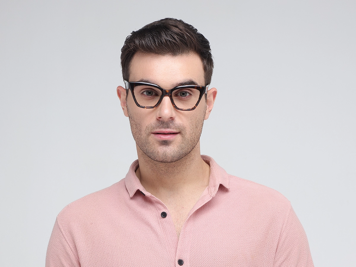 Dark Tortoise Square Cateye Glasses-1