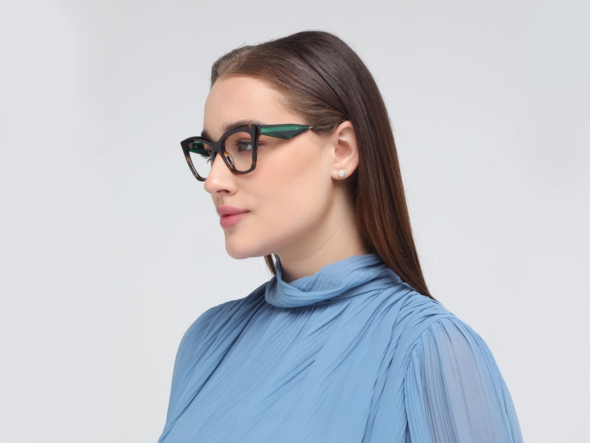 Dark Tortoise Square Cateye Glasses-1